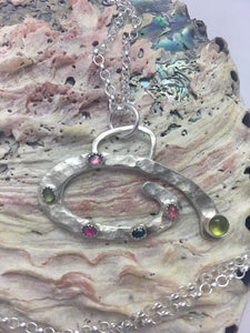 Textured Sterling Silver with delightfully small tourmaline and citrine set stones 