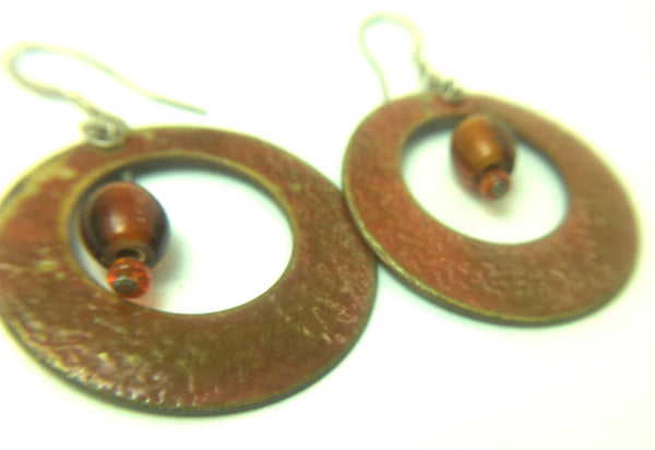 Copper Beaded Domed Earrings